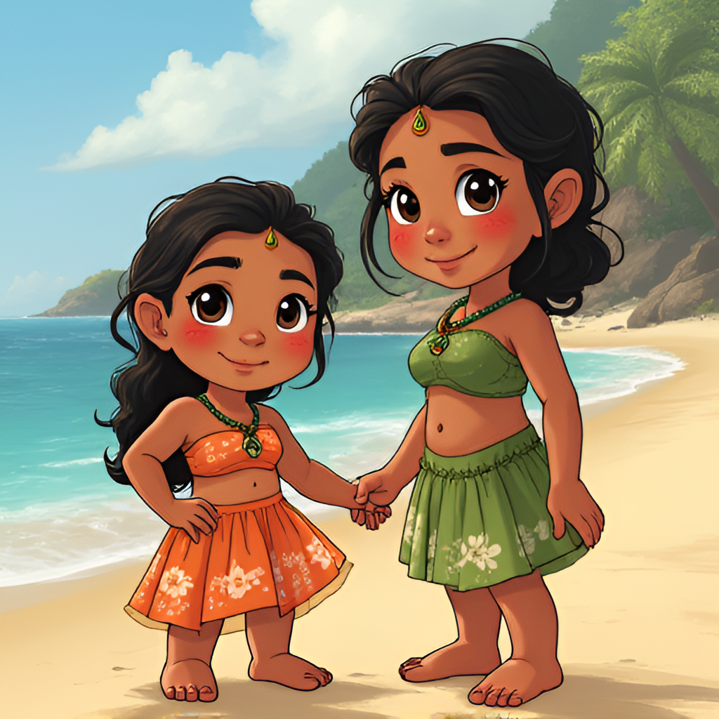 An illustration or photo collage showing Maia Kealoha alongside the animated Lilo Pelekai, highlighting their similarities and her connection to the character, perhaps with Hawaiian landscapes in the background.