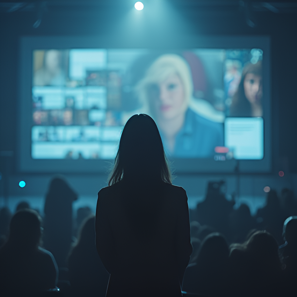A conceptual image representing reflection or speaking out. It could feature a solitary figure (not necessarily Yulissa) looking thoughtful against a backdrop that subtly suggests a large screen or social media feed, or a microphone with a spotlight effect, symbolizing addressing the public or the controversy.